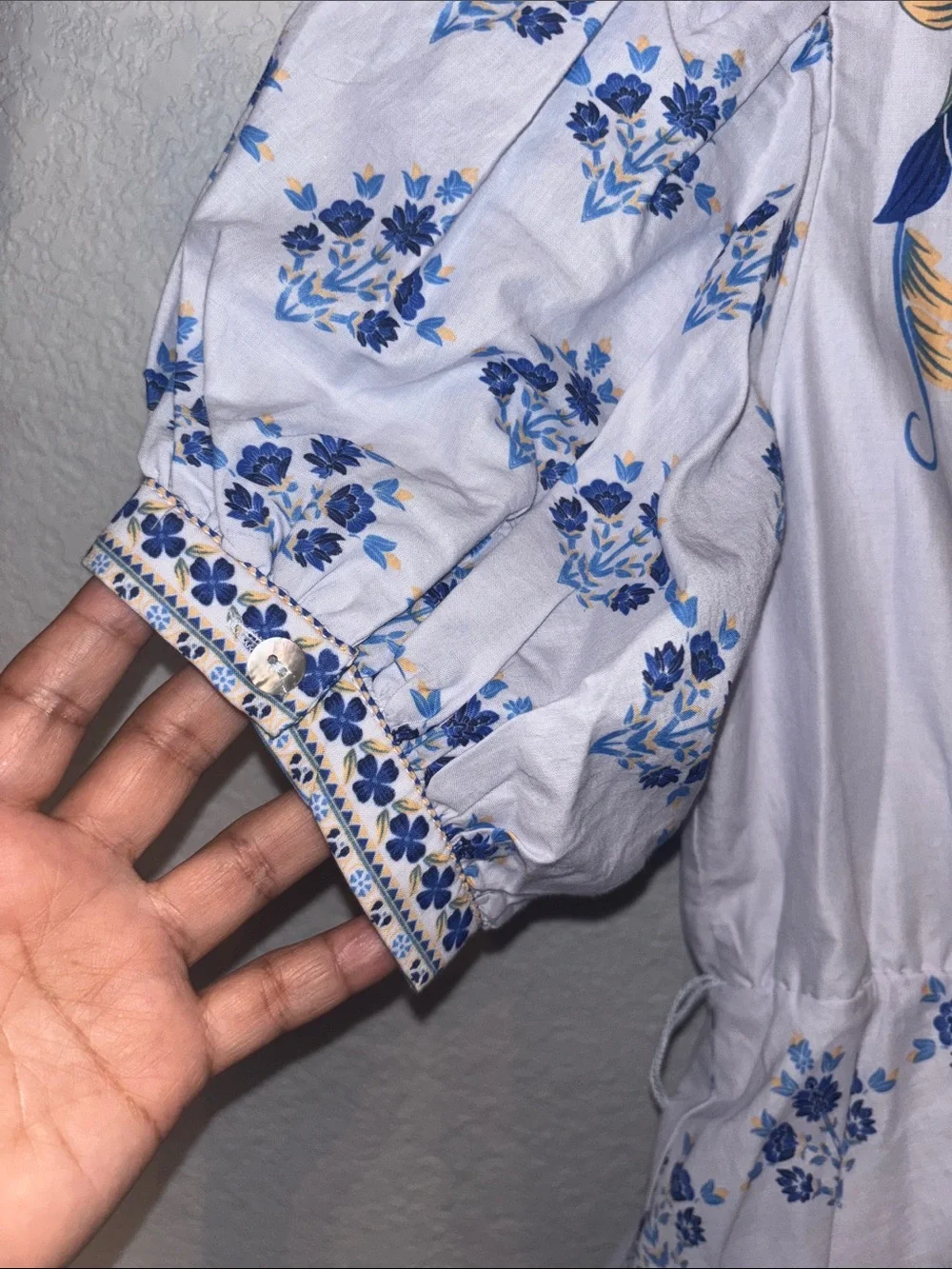 A Loves A Blue Floral Puff-Sleeve Kids Dress